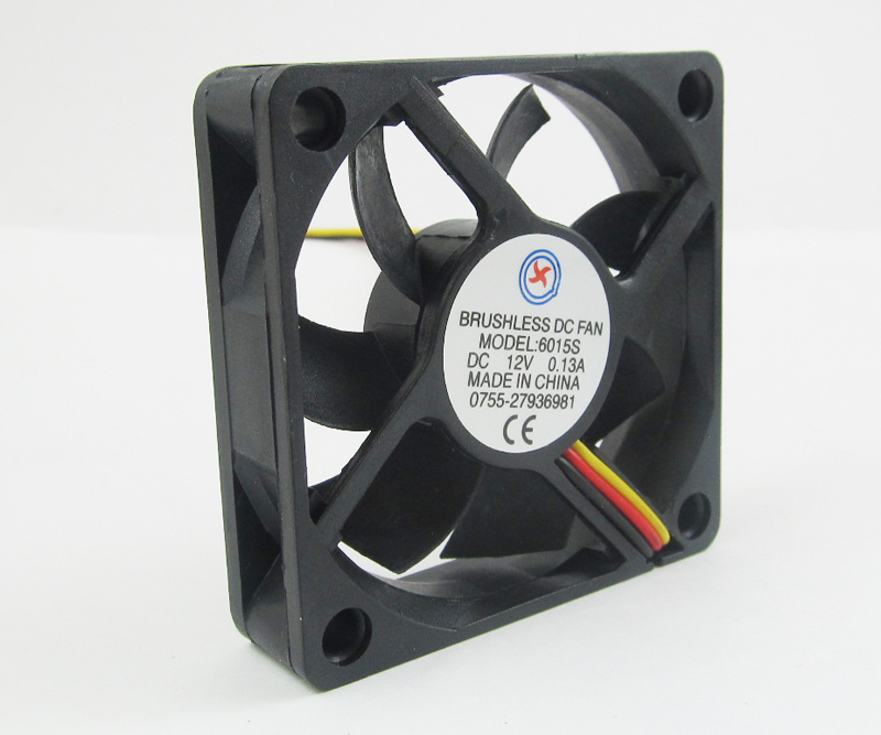 1pc Brushless DC Cooling Fan 12V 0.13A 60x60x15mm 60mm 6015S 7 blades 3pin/3wire