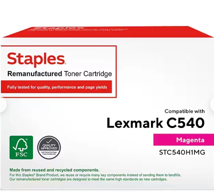 Staples High Yield Toner Cartridge- Lexmark C540 TRC540H1MG- MAGENTA