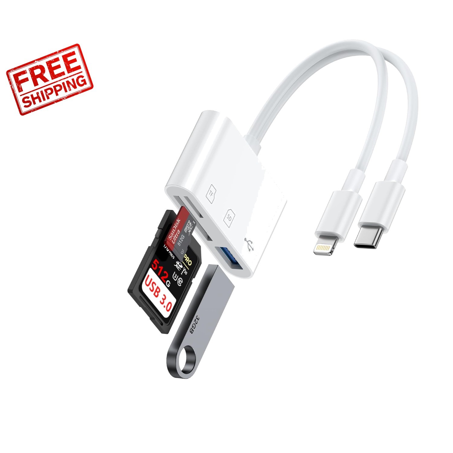 Effortless Data Transfer for iPhone, iPad & Samsung with USB C/Lightning Adapter