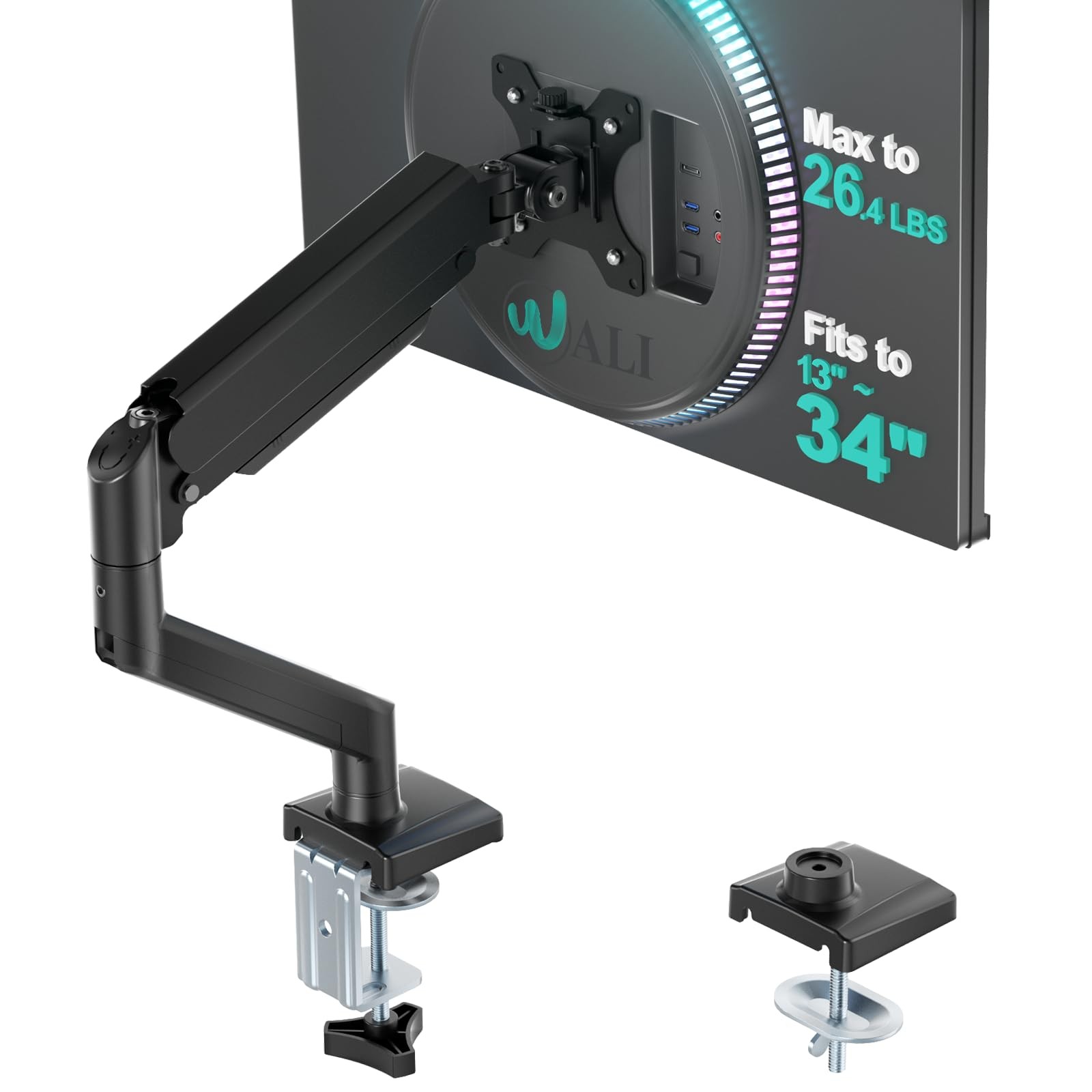 WALI Single Monitor Mount for 1334 inch Screens, Adjustable Single Monitors A...