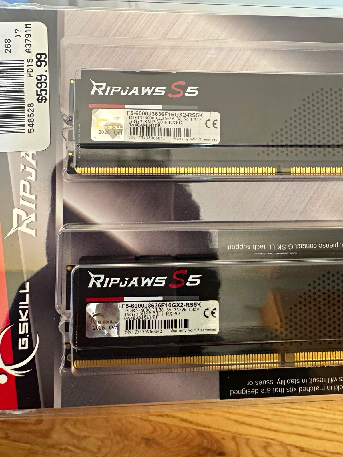 G.SKILL Ripjaws S5 32GB (2x16GB) DDR5-6000 (BRAND NEW UNOPENED BOX)