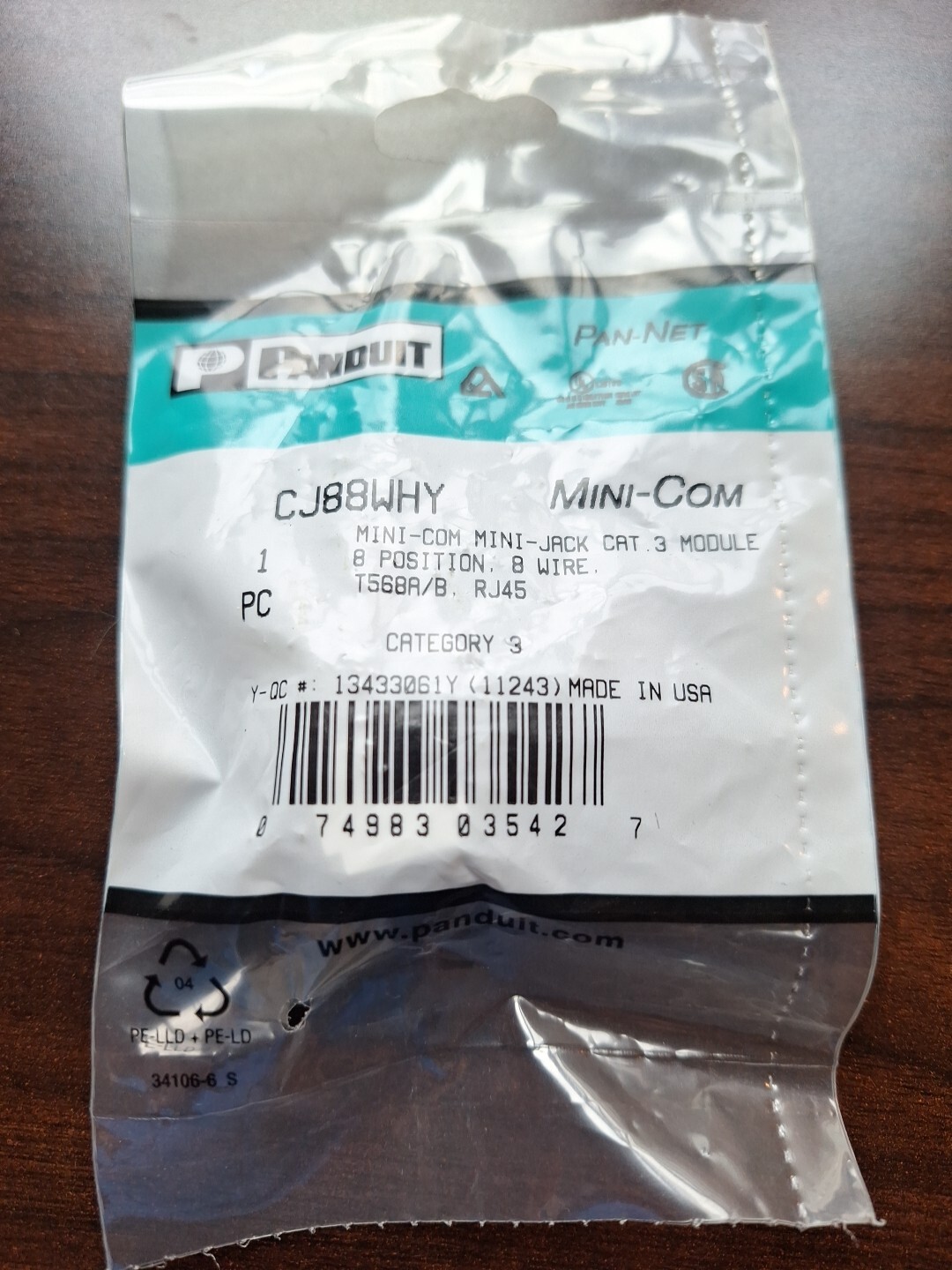 NEW Panduit CJ88WHY Mini-Com CAT3 Module UTP8 Jack WHITE RJ45