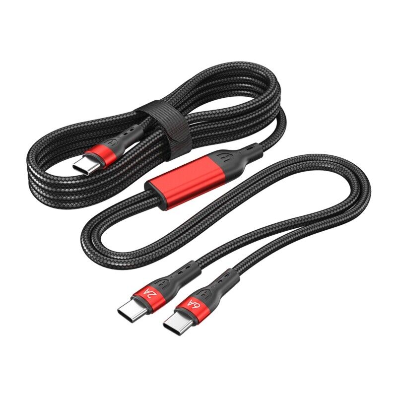 2 In 1 USB Cable Wire Phone Cord Type-C Extension Cord Splitter Line