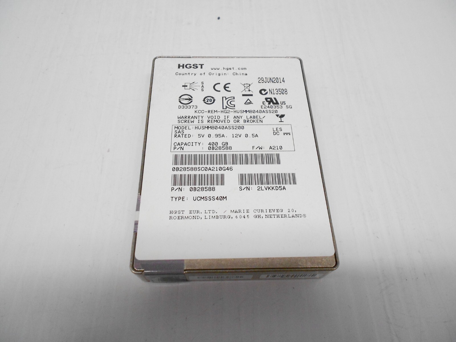 HGST 400GB SSD SAS 12G 12GB Solid State Hard Drive 2.5" HUSMM1640ASS201 Dell HP