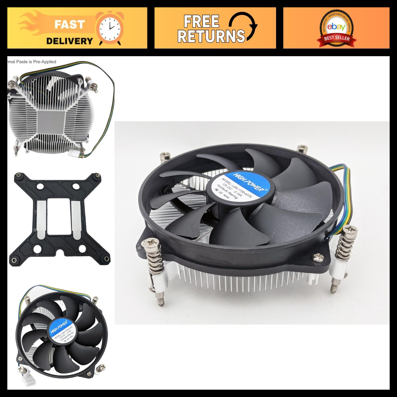 Low Profile LGA1700 CPU Cooler - 28mm Height, Quiet 95mm Fan for Mini ITX/1U/2U