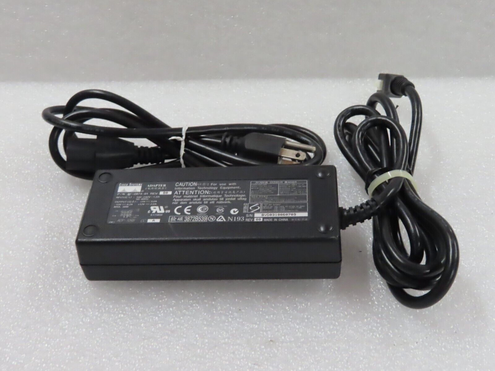 Cisco 6 Pin 12V 30W AC Power Adapter For 1700 1720 1721 PIX 506 34-0874-01 +cord