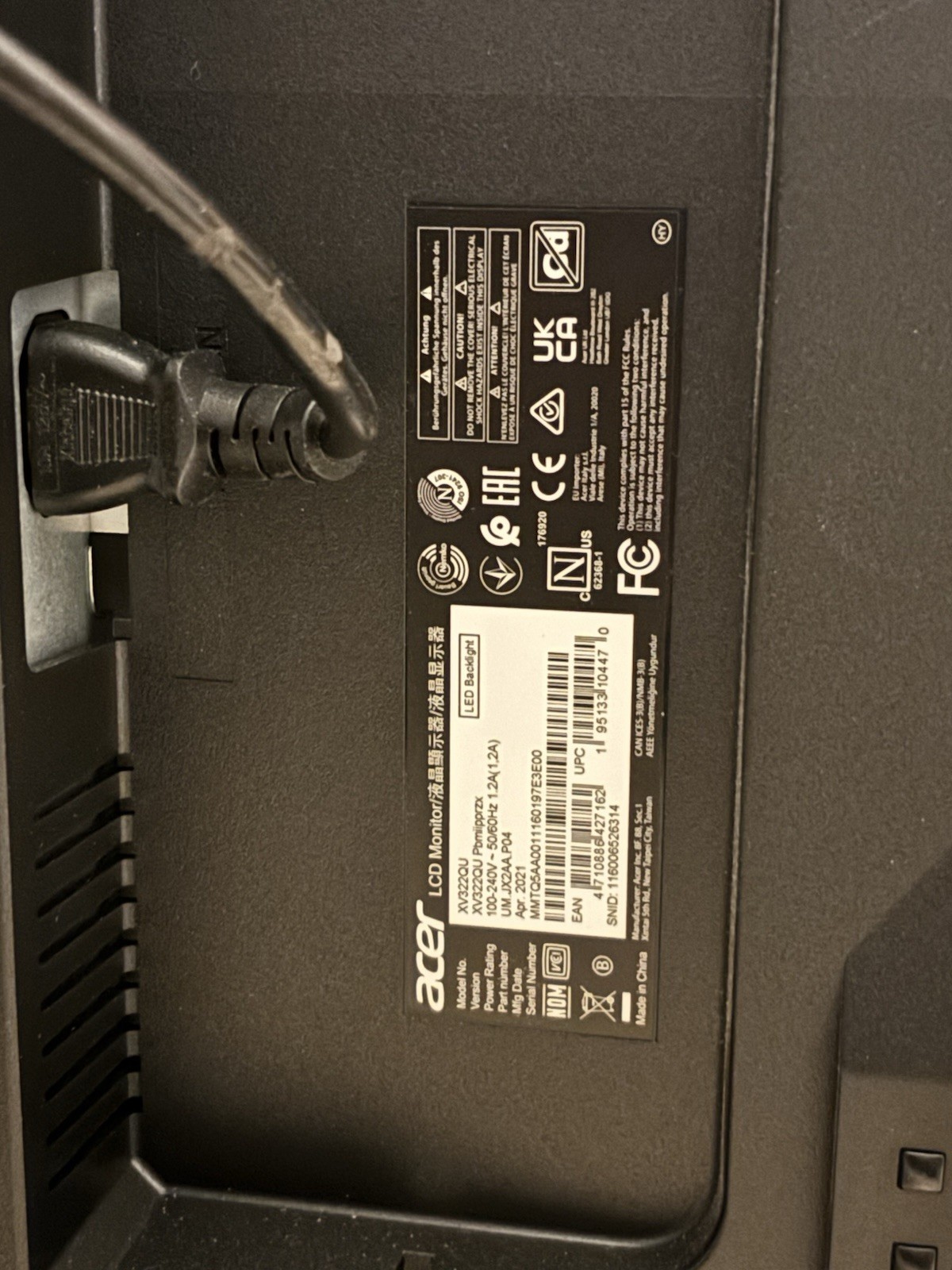 Acer Predator XB241H 24in 1080p 180Hz 1ms LED HDMI/DP USB Hub Black