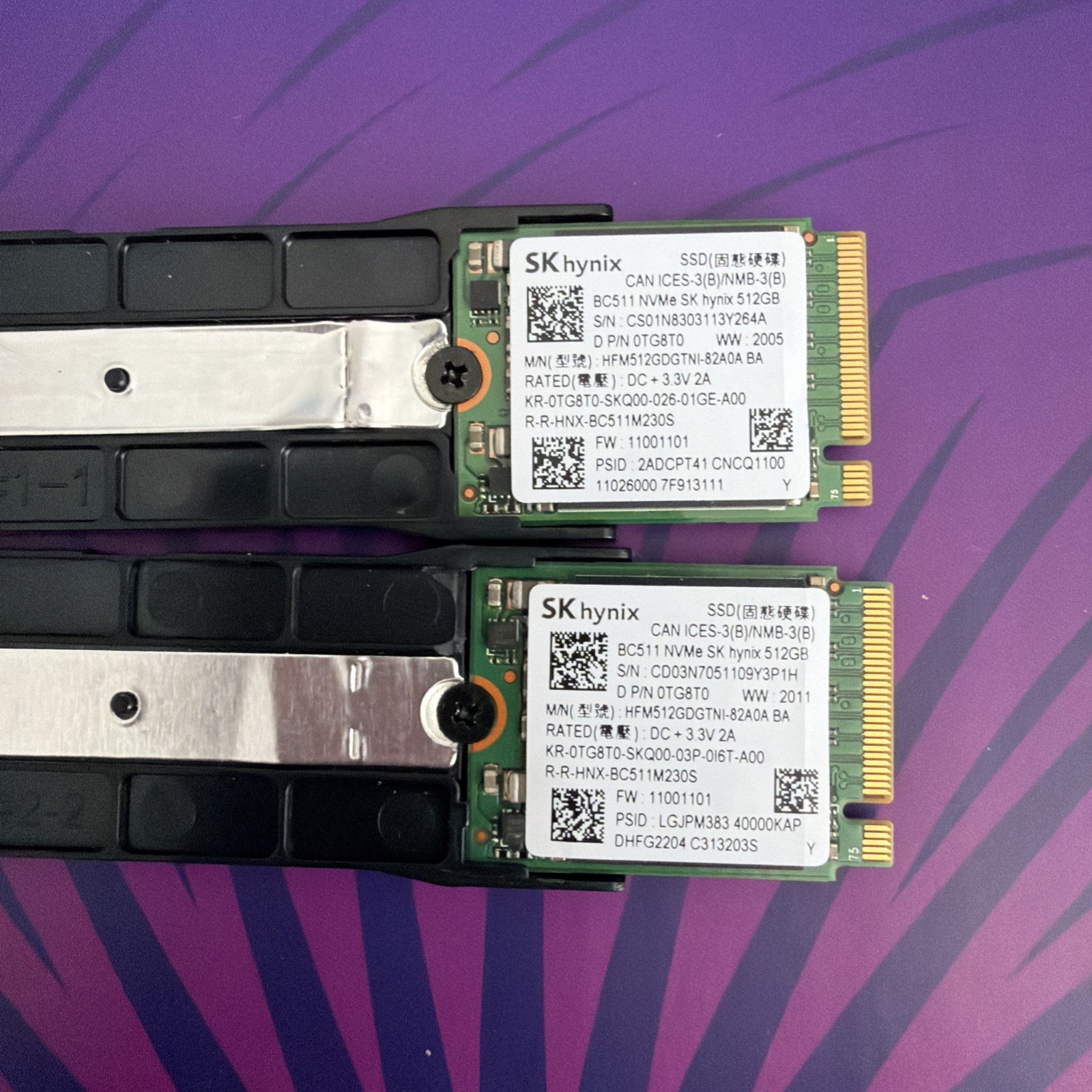 SK hynix SSD 512GB  BC511 PCIe NVMe SSD Lot Of  2 98%-99% Health