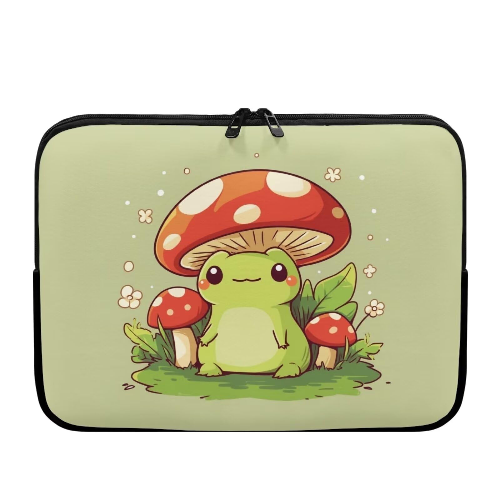 Tongluoye Mushroom Frog Laptop Sleeve for Women 15inch, Cute 2