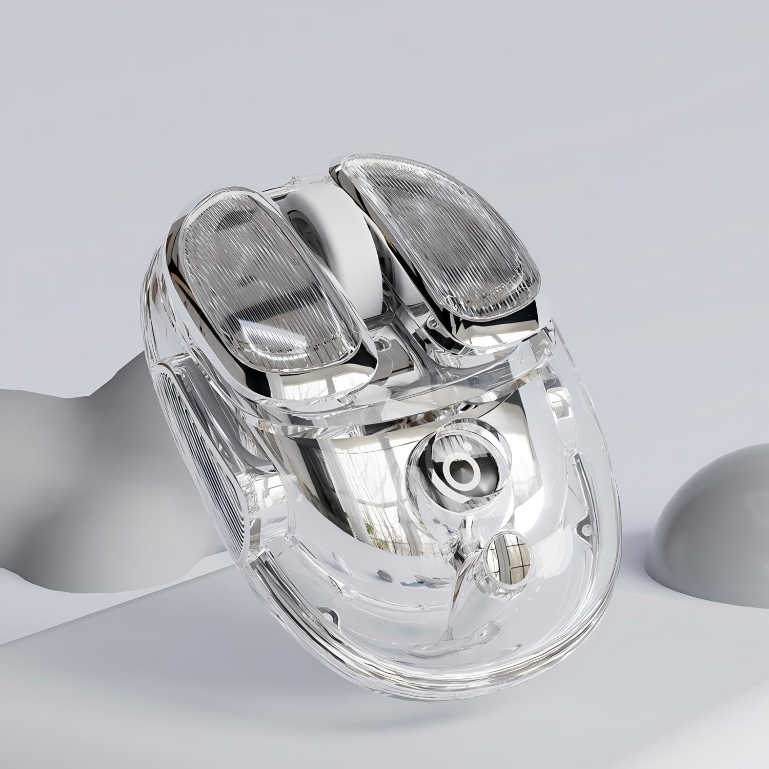 Wireless Clear Mouse, Dual Mode Bluetooth & 2.4G, Silent Cute Design - Silver