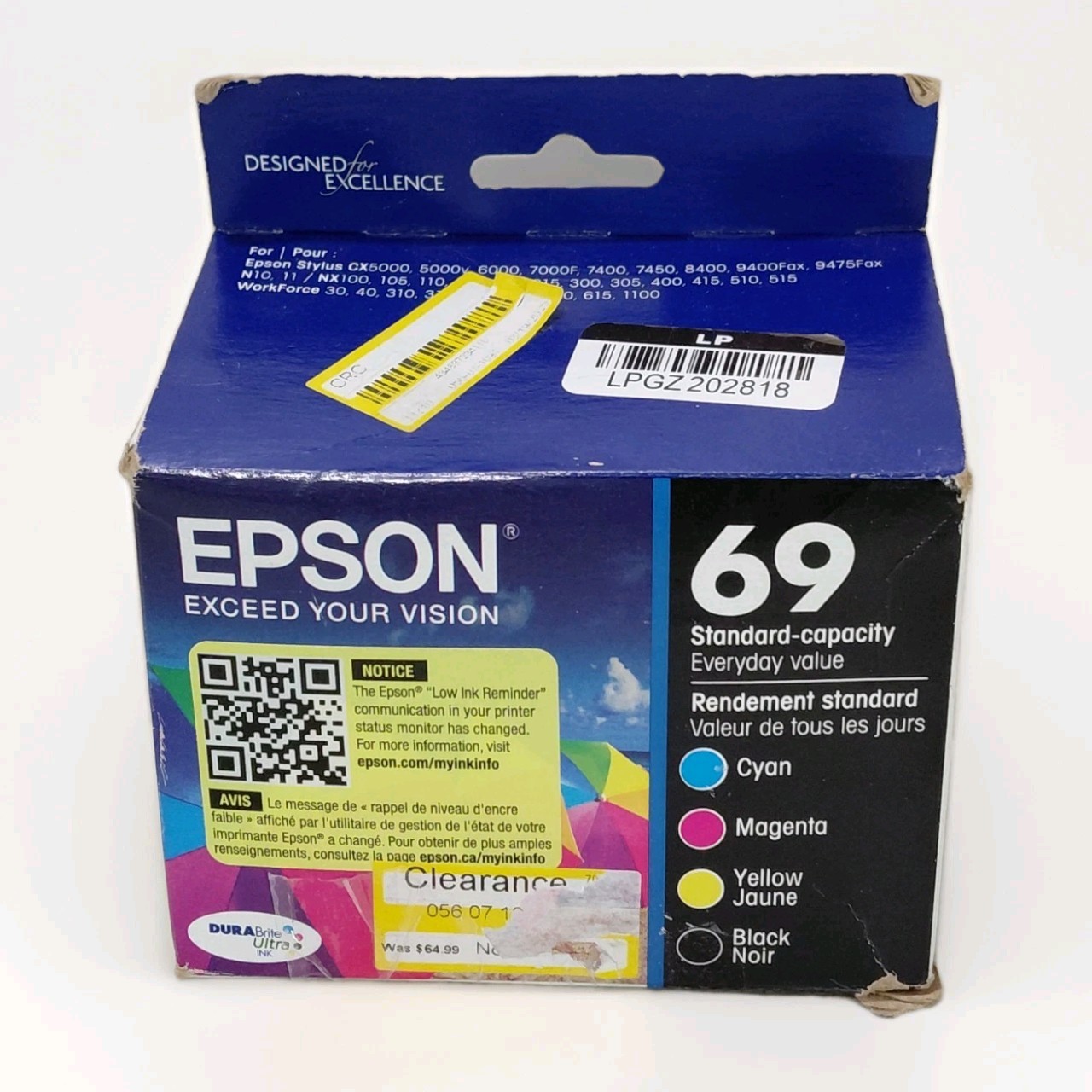 Epson 69 DURABrite Ultra Ink Black & Color Combo Pack Genuine exp 03/2026