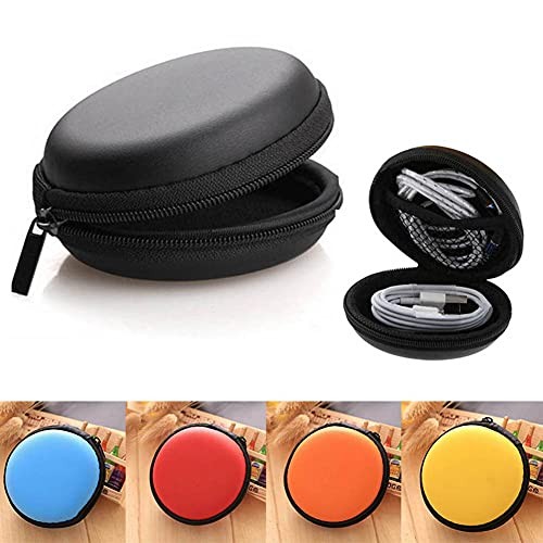6 Pcs Portable Round Earphone Storage Box USB Data Cable Hard Disk Zipper Bag