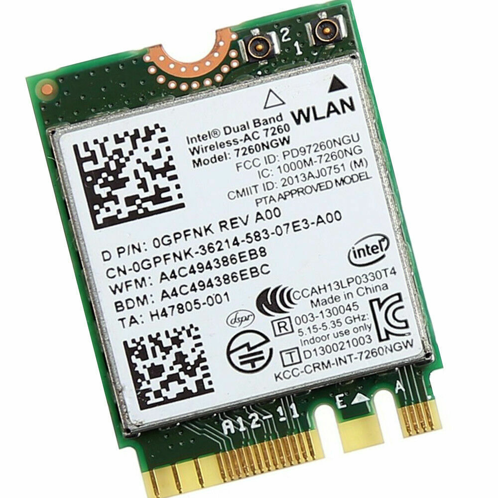 DELL Intel Wireless 7260 WiFi 802.11 ac + Bluetooth 4.0 Dual Band M.2 GPFNK