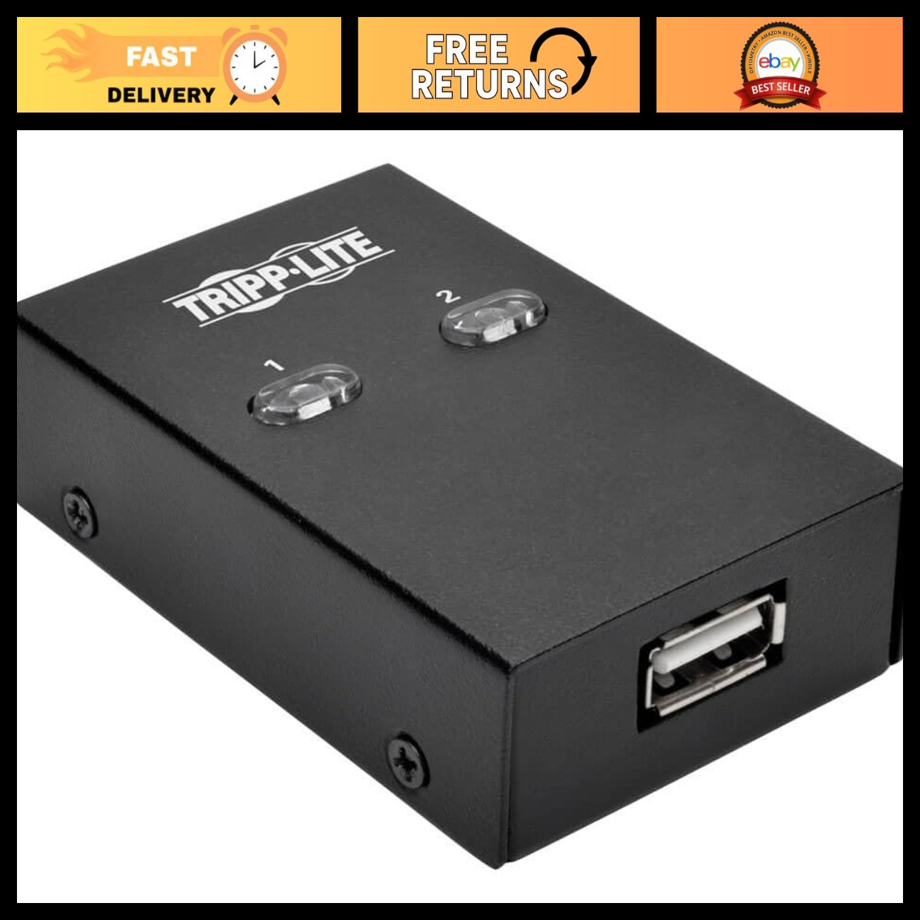 2-Port USB 2.0 Hi-Speed Sharing Switch for Printer Scanner & More - Easy Connect