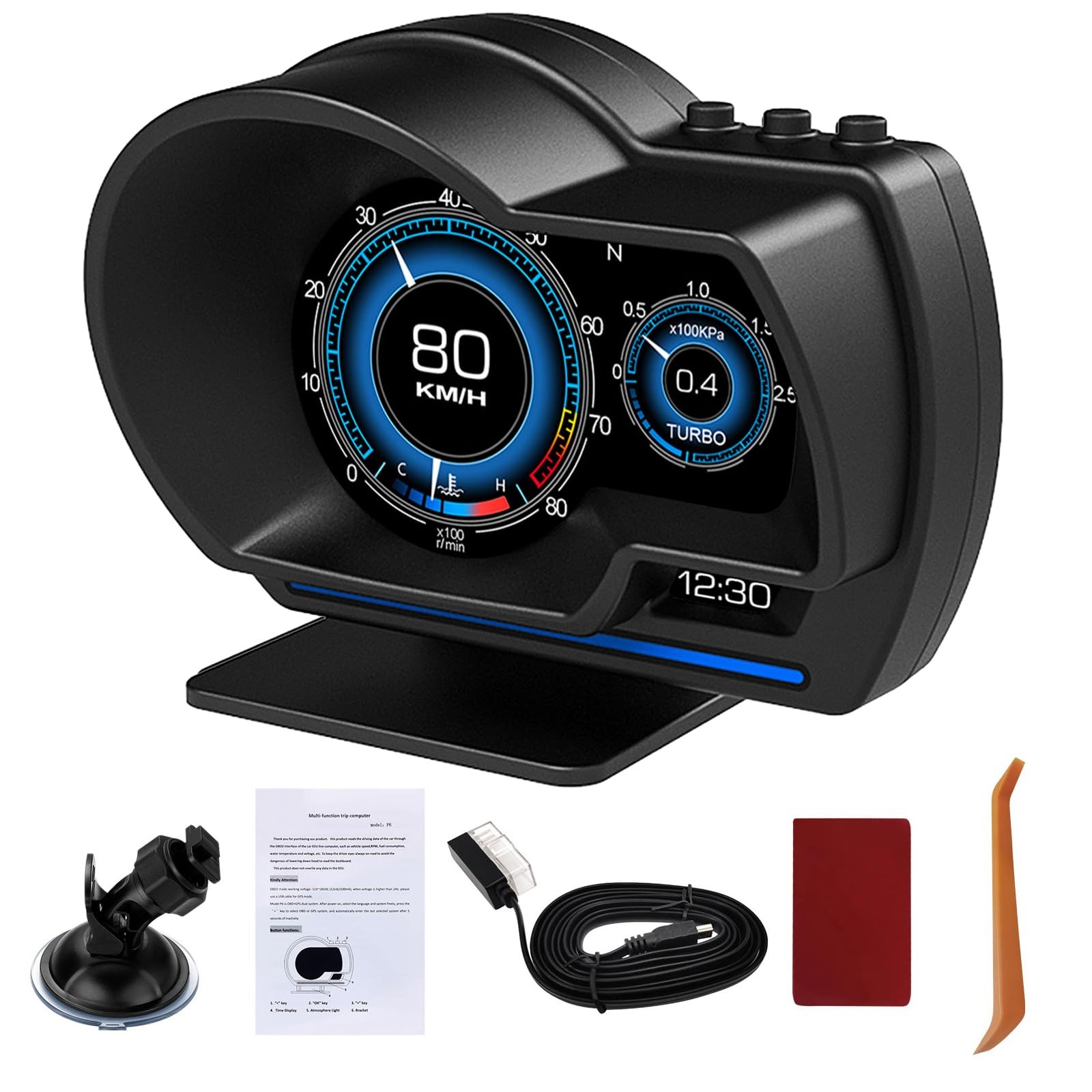 OBD2 Head Up Display for Car, HUD Speedometer for Car with OBD2 GPS Digital S...