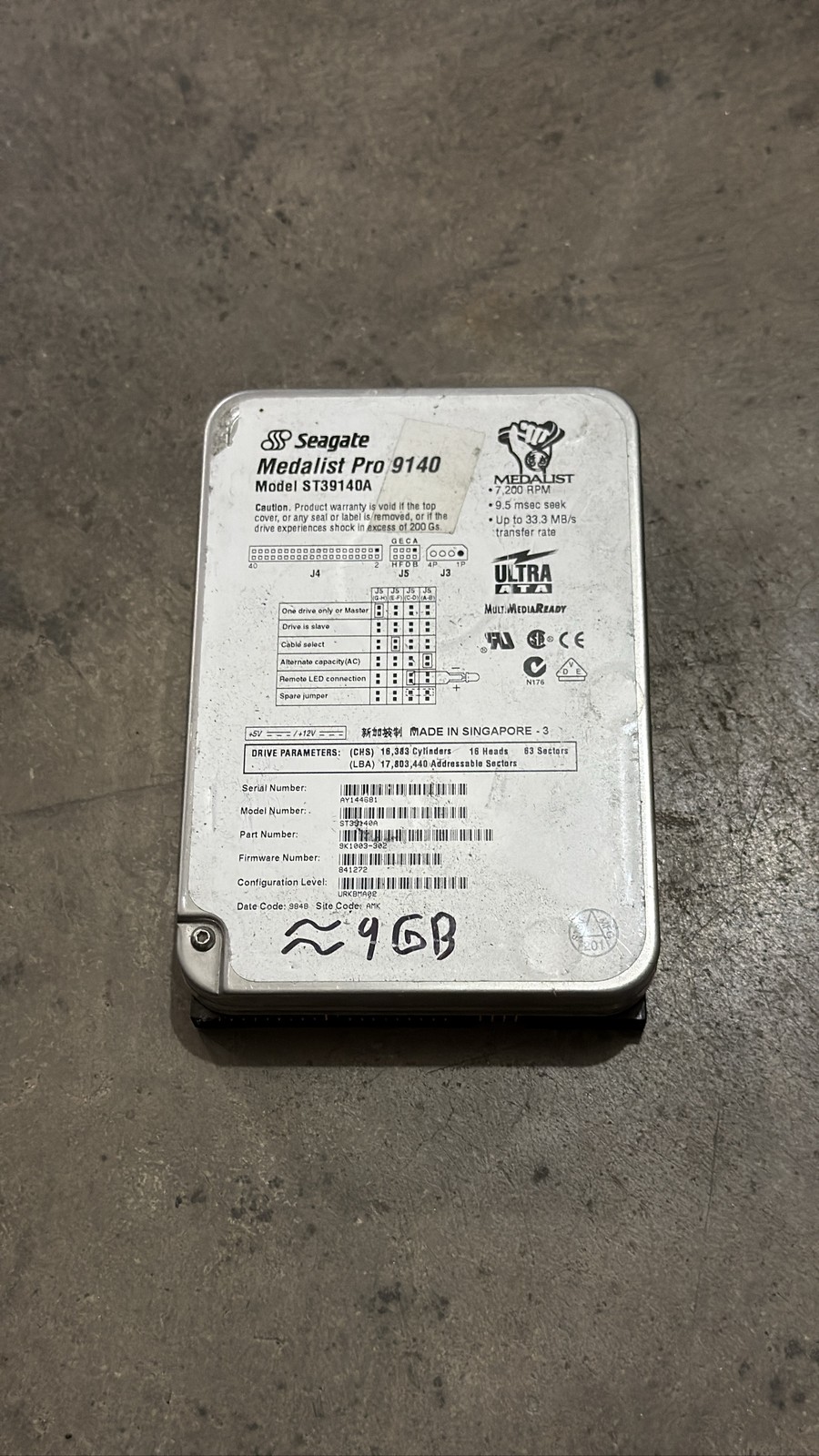 Seagate Medalist Pro 9140 ST39140A 9.1GB 3.5" IDE HDD 7200RPM