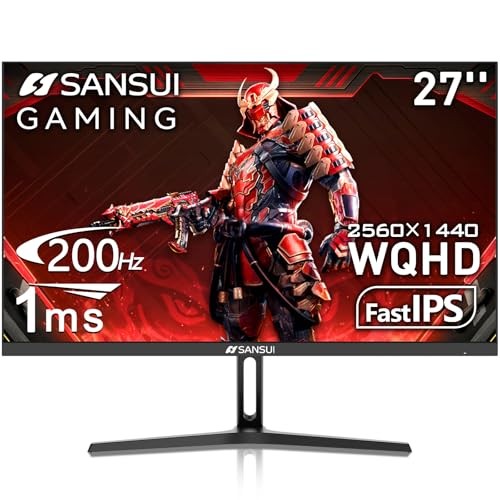 27 Inch WQHD 2560x1440 IPS Gaming Monitor 200Hz 1ms HDR Eye Care Black