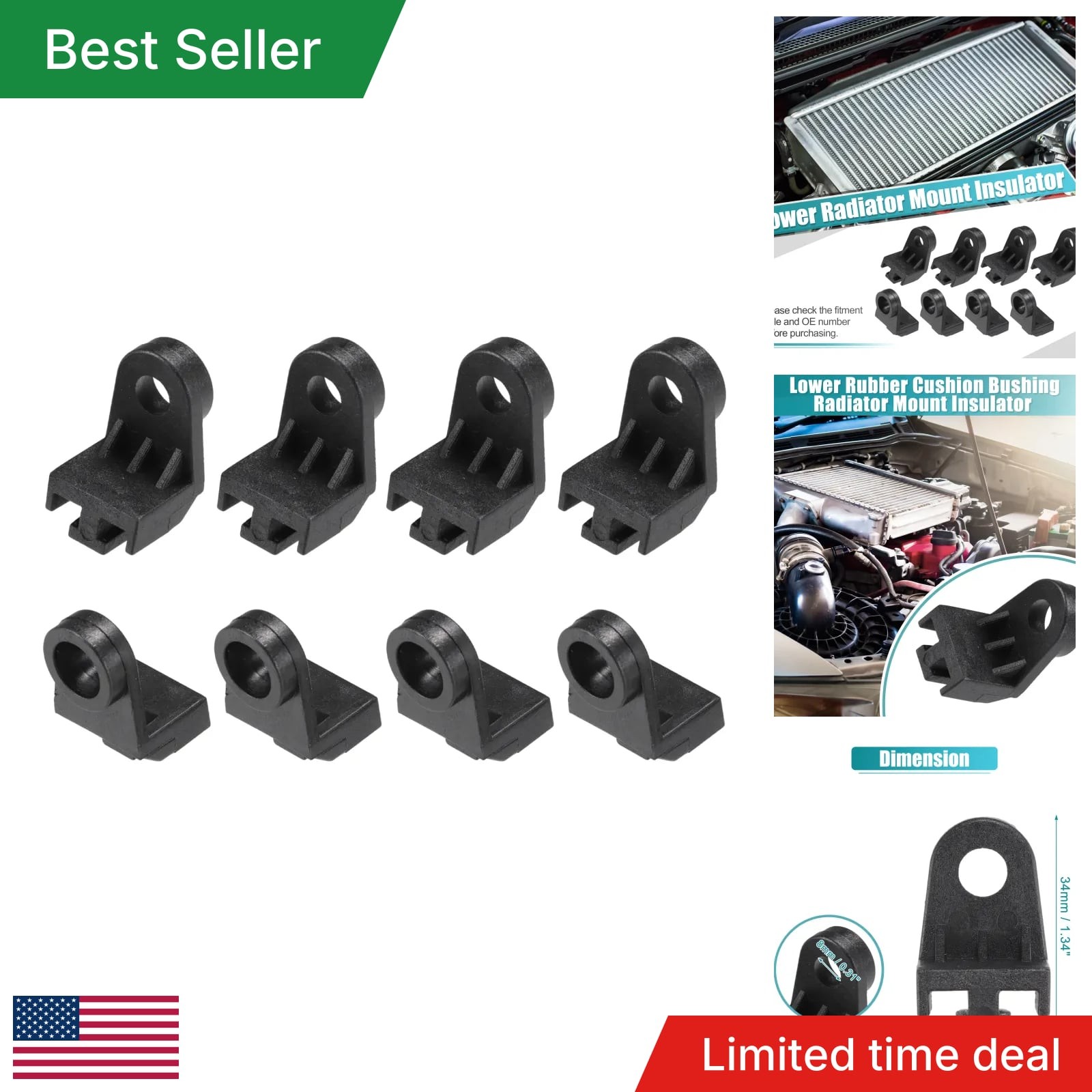 8pcs Electric Radiator Fan Mounting L Shape Fan Bracket Feet Mount Universal