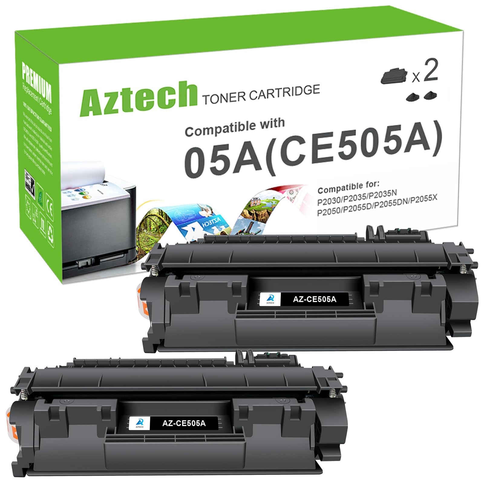 05A CE505A Toner Cartridge Black for HP LaserJet P2035 P2055dn P2030 2 Pack