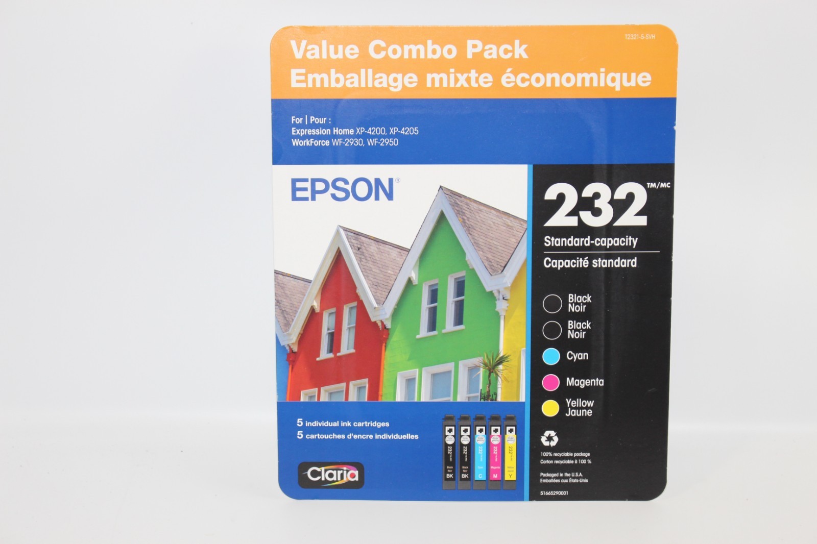 Epson 232 Ink Cartridges 5-Pack Black(x2) Cyan Magenta Yellow T2321-5-SVH 2/2029