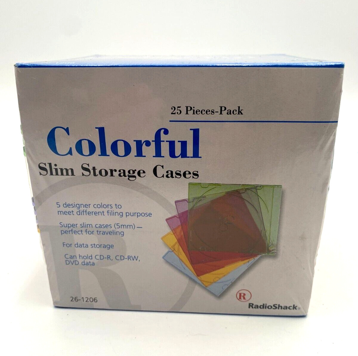25 Pack - New Colorful Single Slim CD / DVD / VCD Radioshack Cases Storage
