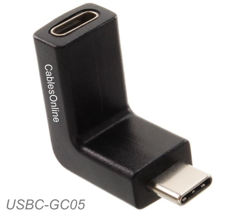 Right-Angle USB-3.1 Type-C Male to Type-C Female Extension Adapter