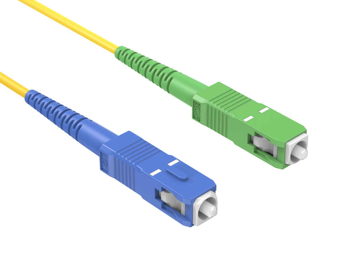1m SC/UPC to SC/APC Simplex Single Mode Fiber Patch Cable OS2 9/125 Yellow