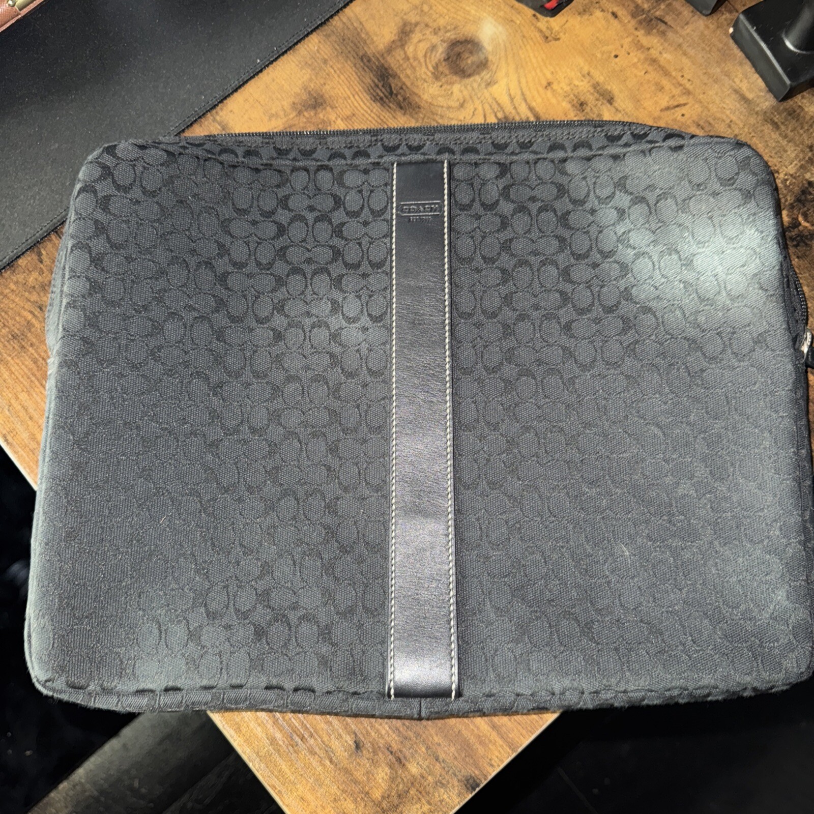 Coach Laptop Sleeve Tablet Case Signature Canvas Logo Black