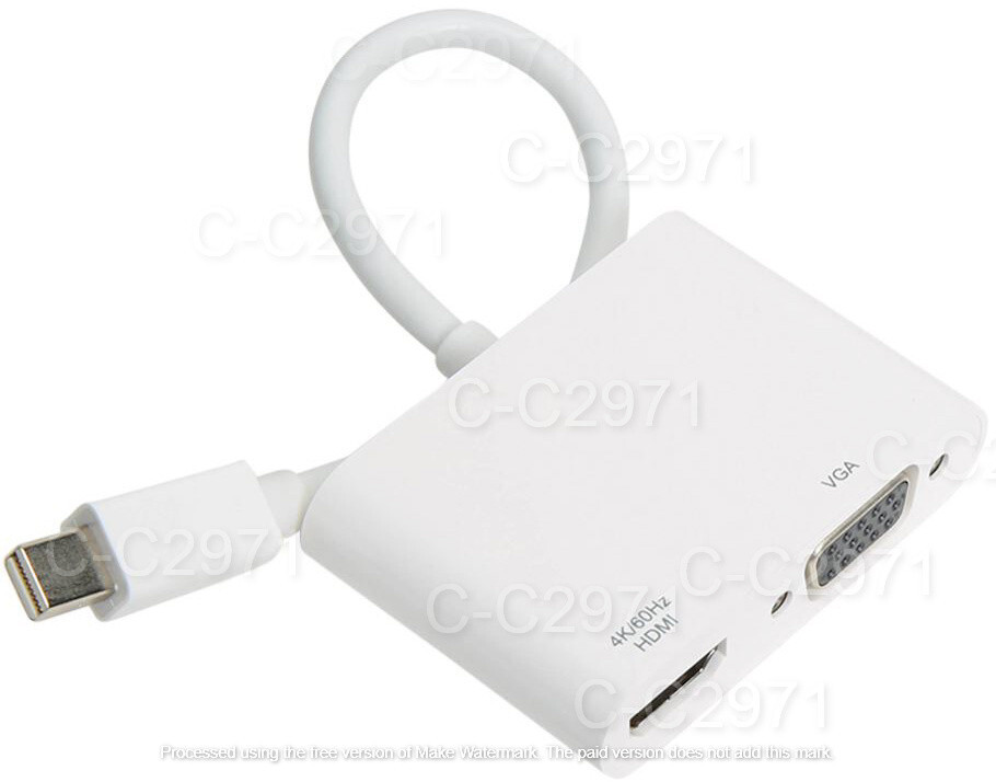 Inland Mini DisplayPort 4K Thunderbolt to HDMI & VGA Dual Adapter 2 in 1 - NEW