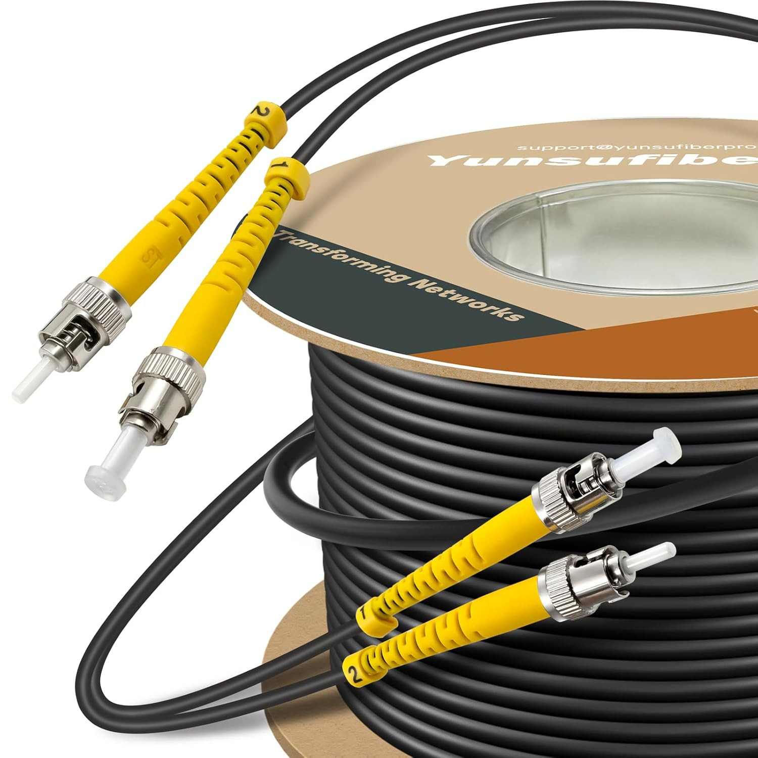 330Ft / 100M Armored Od-5Mm OS2 ST to ST Single Mode Fiber Cable, ST-ST Fiber Op
