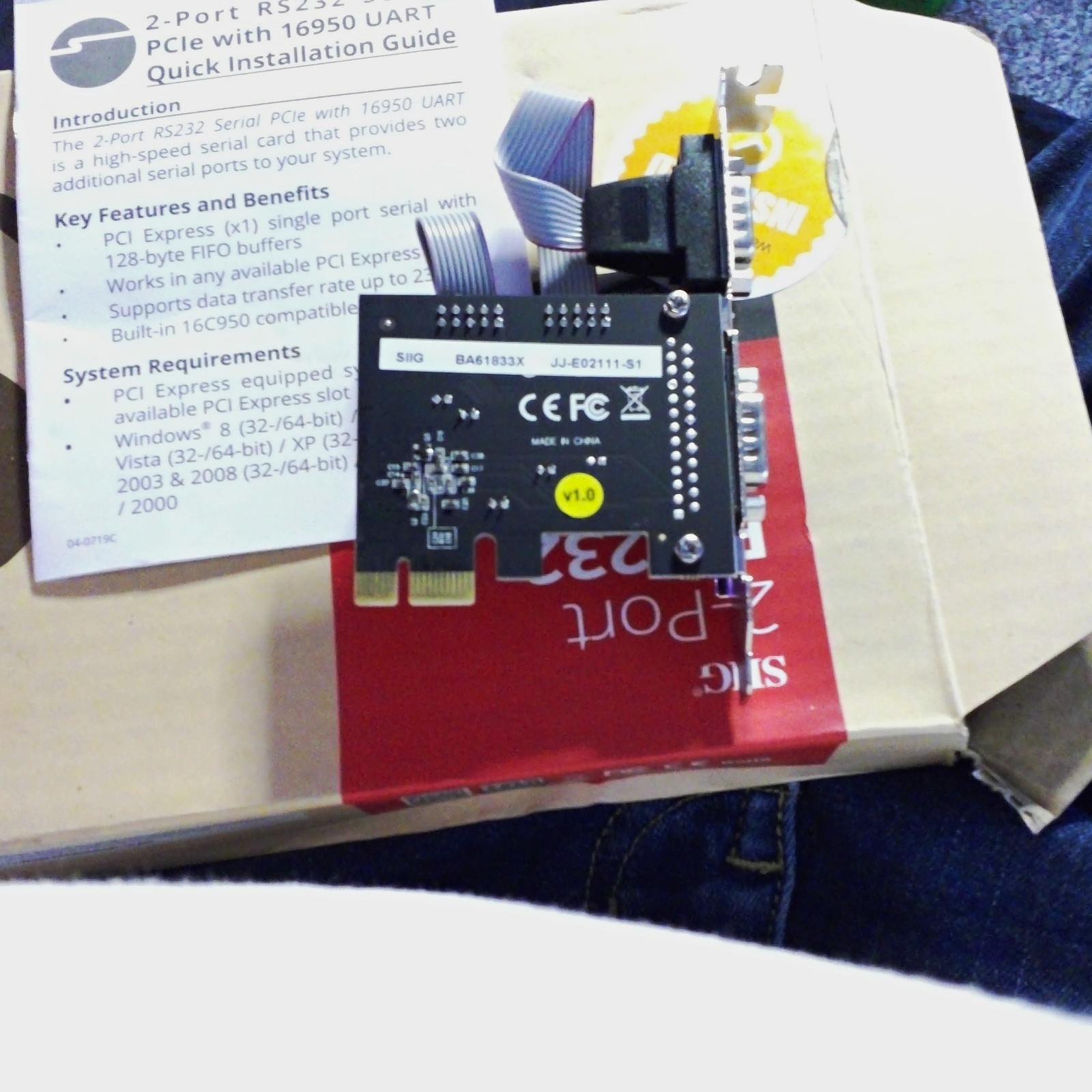 SIIG 2-Port RS-232 PCIe x1 Serial Card 16950 UART JJ-E02111-S1