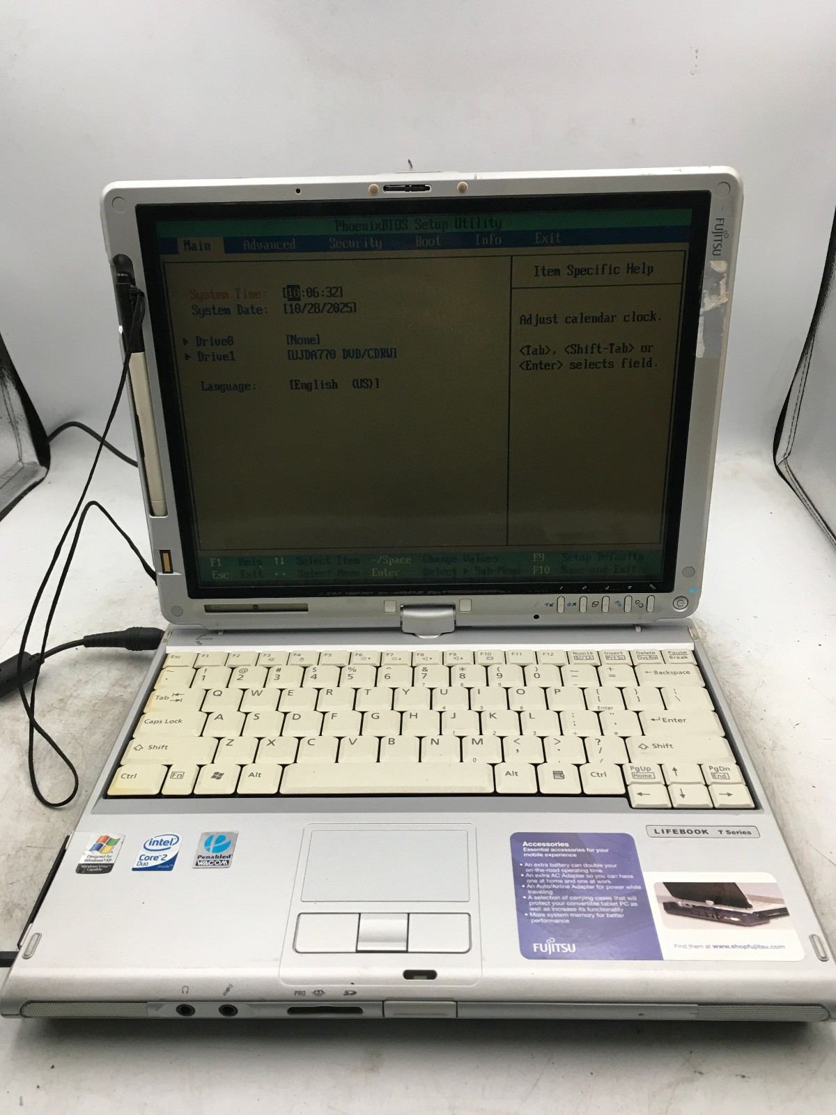 FUJITSU LIFEBOOK T SERIES T4215 -BOOTS TO BIOS- INTEL T5500 - 1GB RAM - READ -BB