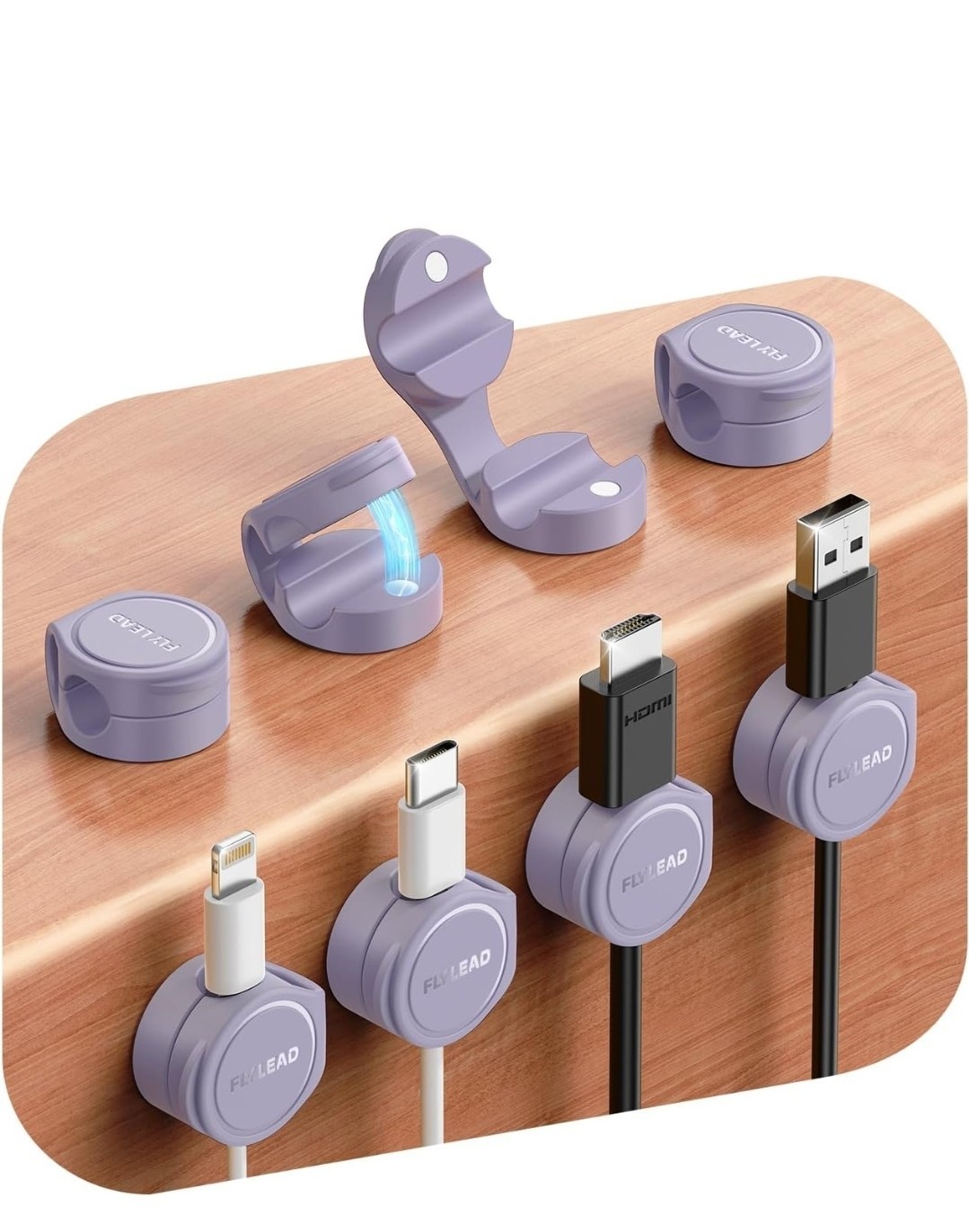 8-Pack Silicone Cord Organizer Magnetic Cable Clips, Adhesive