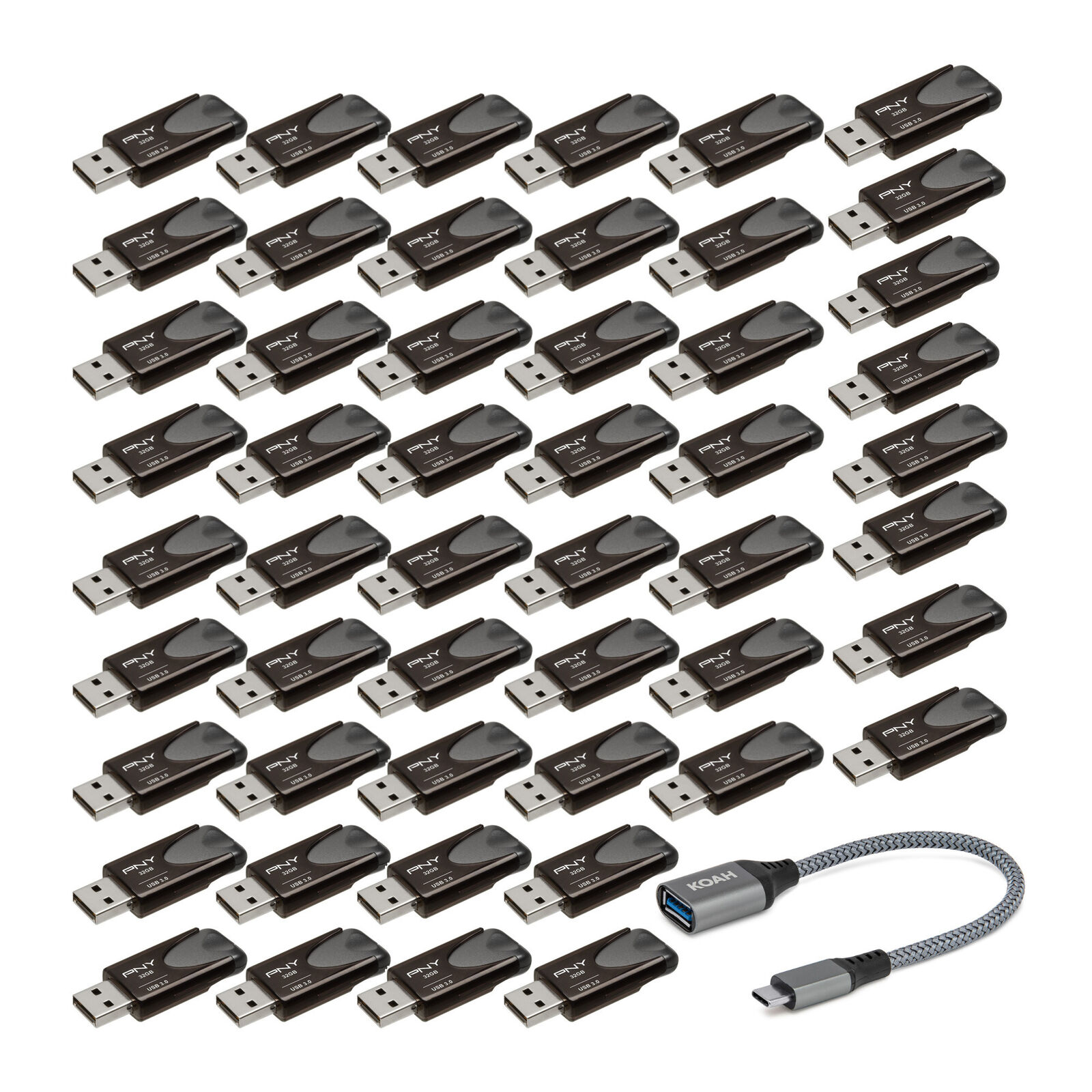 PNY 32GB USB 3.2 EliteTurbo Attache 4 50 pack with USB-C Adapter