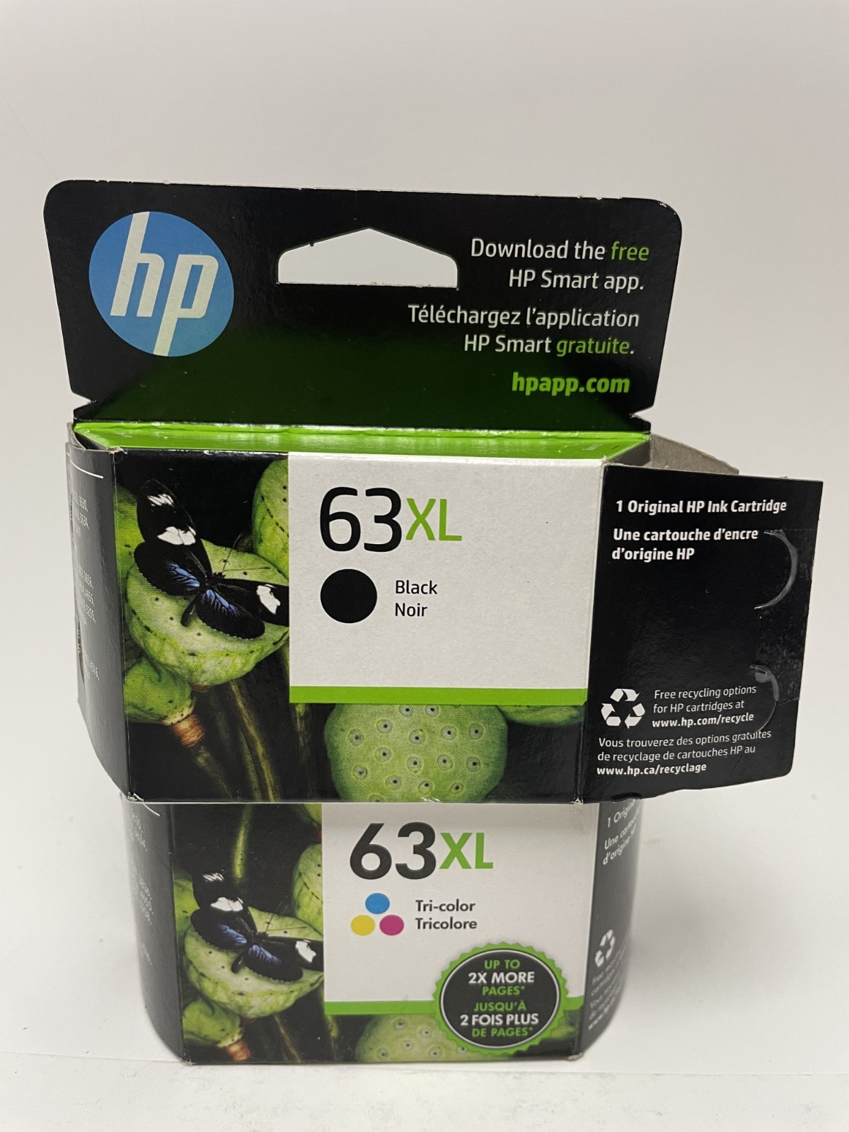 Genuine HP 63XL Inkjet Cartridges Bundle - Black (2027)  + Tri-Color (2022)
