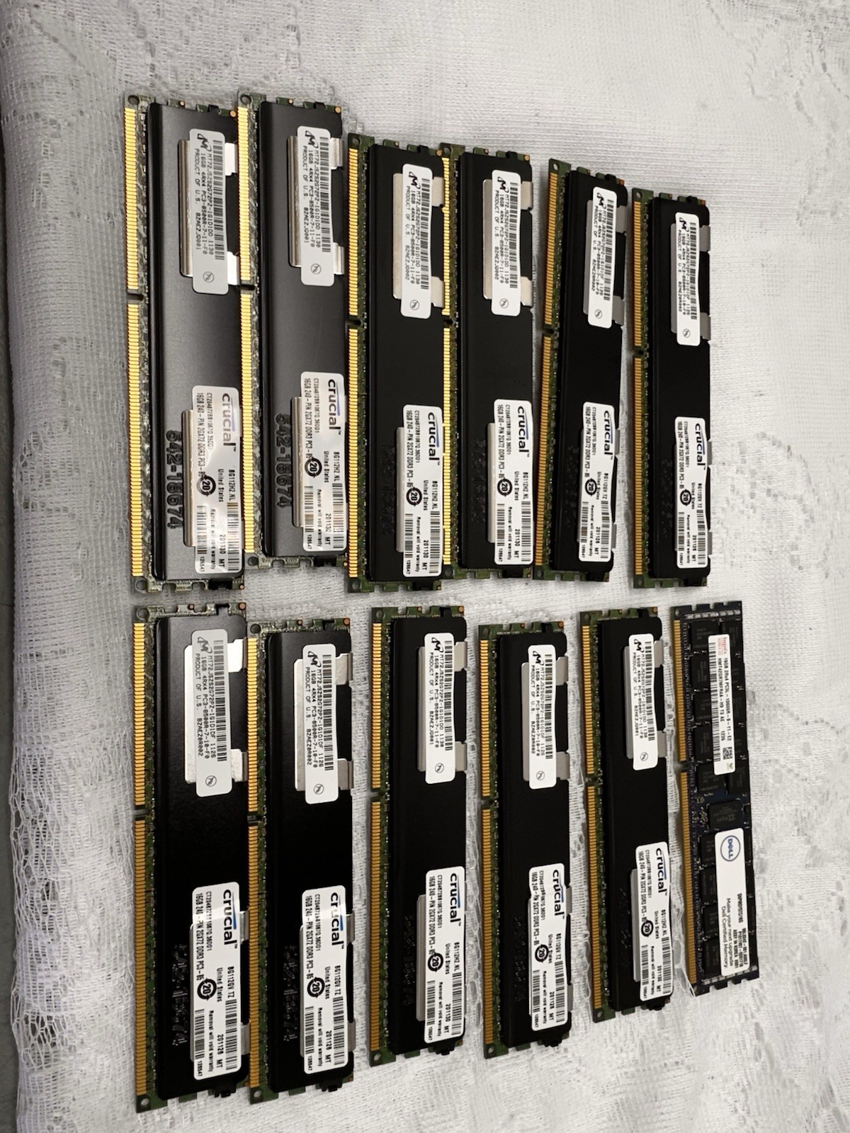 Lot of 12 Crucial Server Memory 16GB (1x16GB) RAM DDR3 .