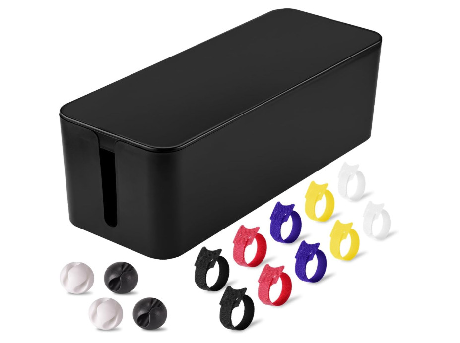 Caja organizadora cables grande, oculta regletas y cables TV escritorio hogar of