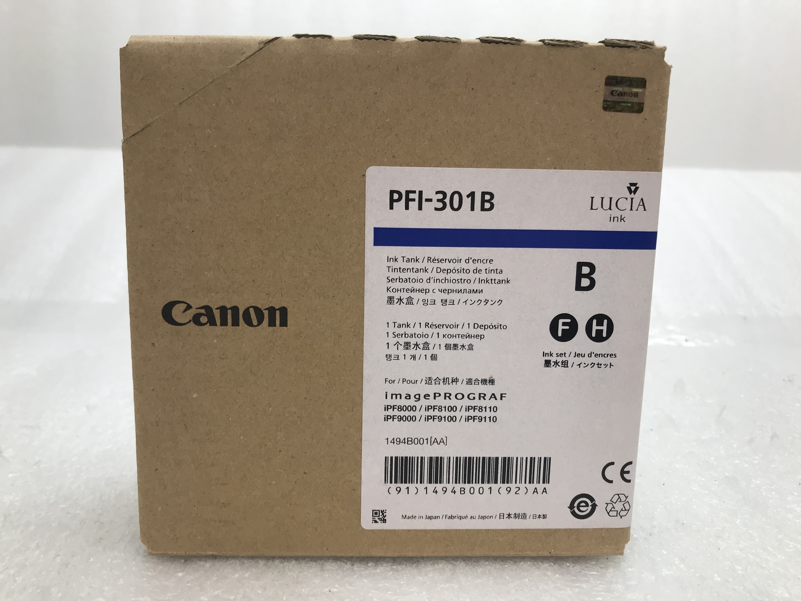 New Genuine Canon PFI-301B Blue Ink For imagePROGRAF IPF8000 IPF9000 EXP:2019