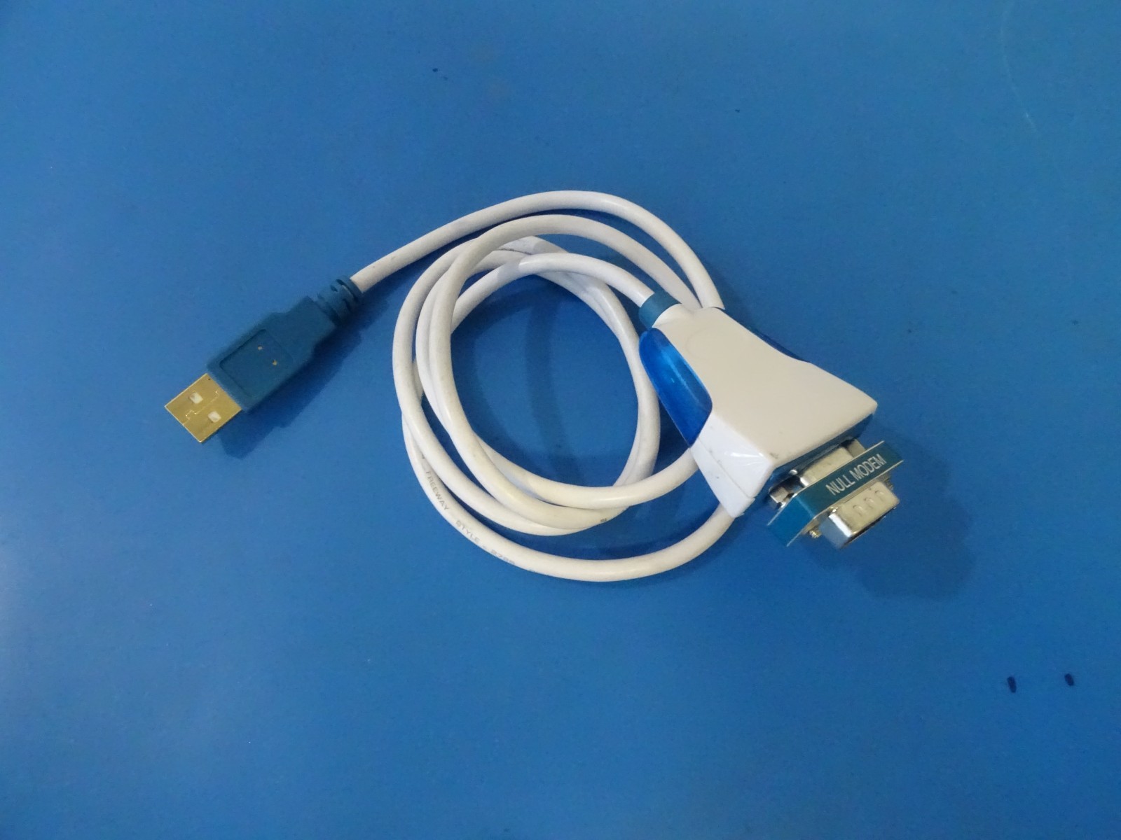 L-com USB to DB9 Male RS232 Serial Null Modem Adapter Cable Blue/White