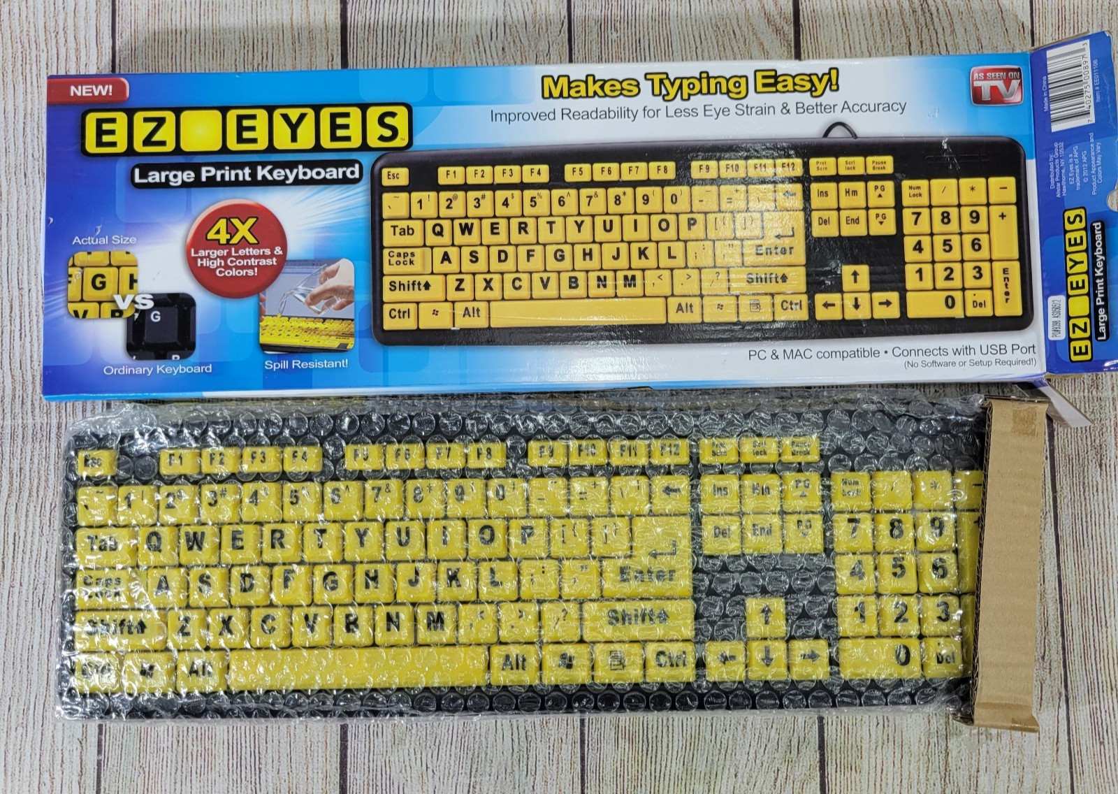 All Star EZ Eyes EE011106 Wired Keyboard Large Print As Seen on TV - New