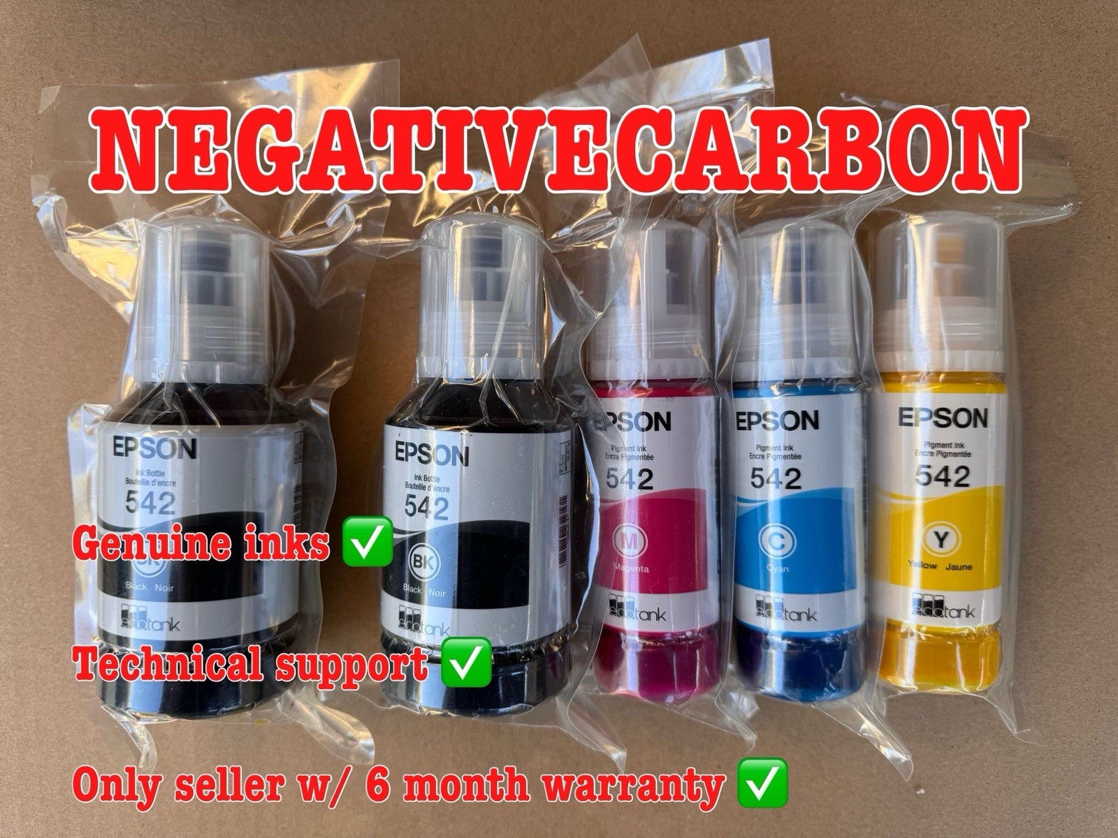 5 Genuine Epson 542 Ink Bottle for ET-5150 ET-5850 ET-16500 ST-C8000