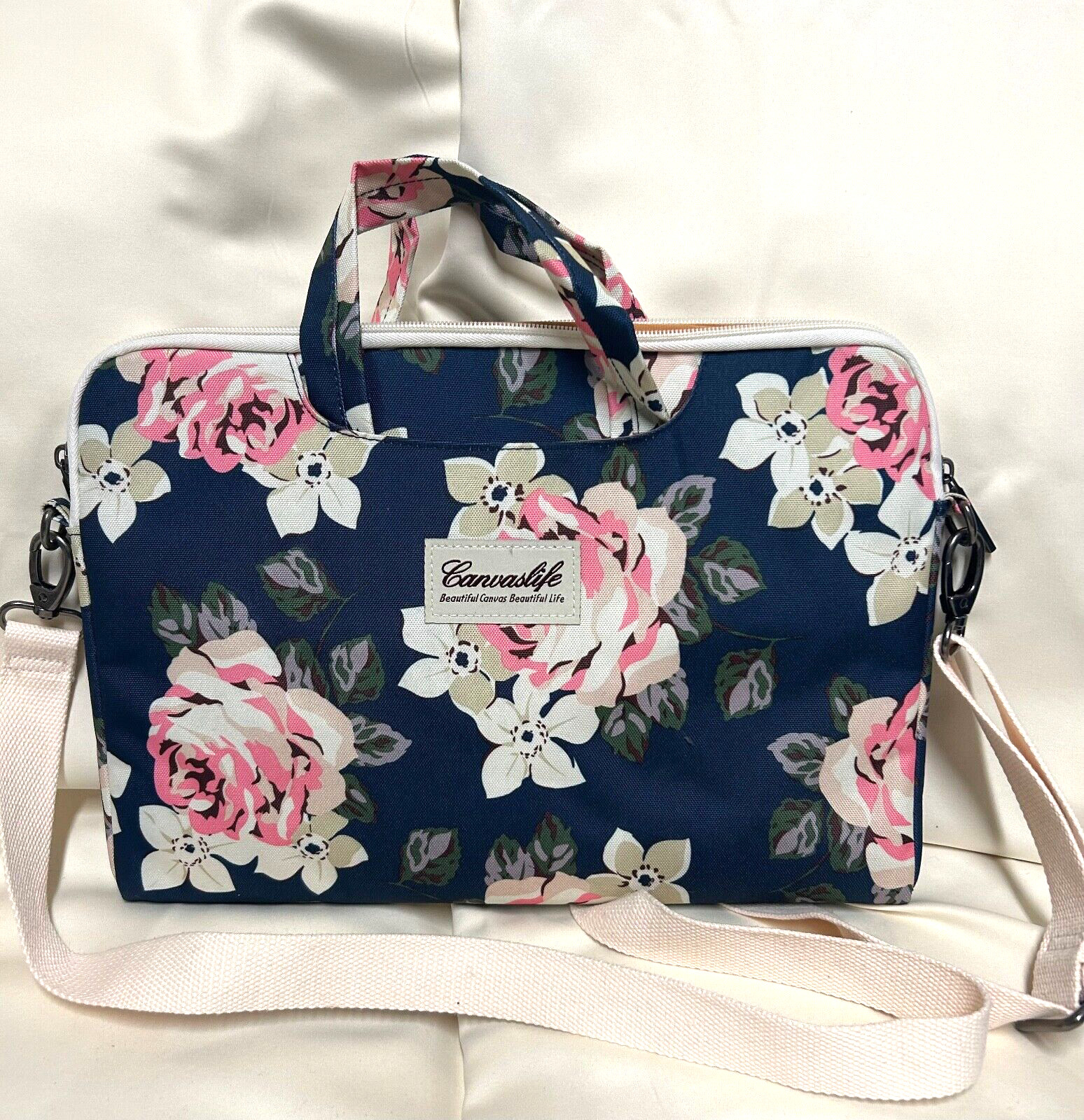 Canvaslife Canvas Elegant Floral Flower Print Padded Laptop Computer Bag