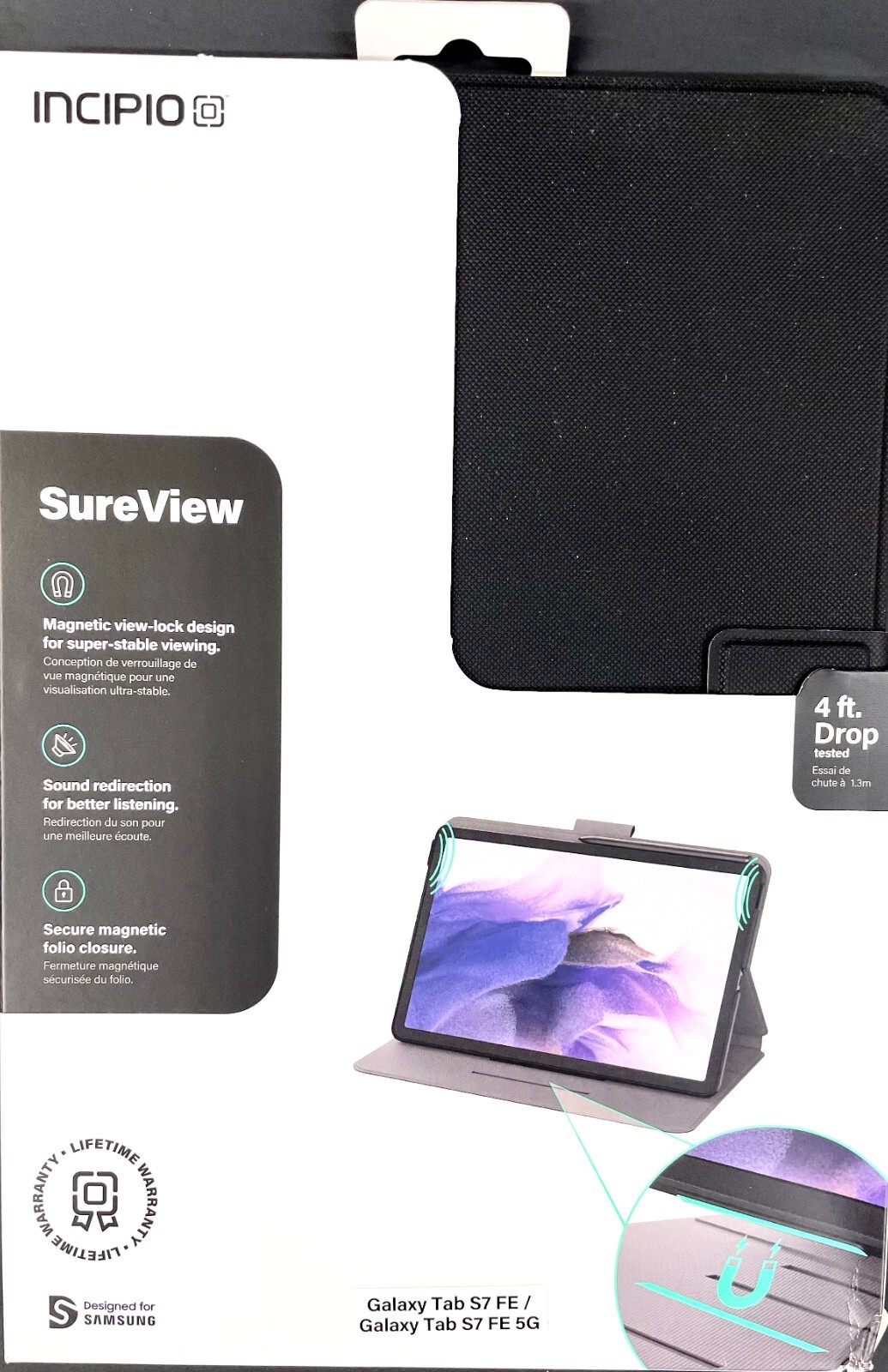 Incipio SureView Folio Case for Samsung Galaxy Tab S7 FE & Tab S7 FE 5G - Black