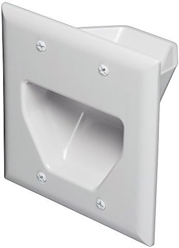 Cable Wall plate cover 2 Gang Recessed Low Voltage | Datacomm 45-0002-WH