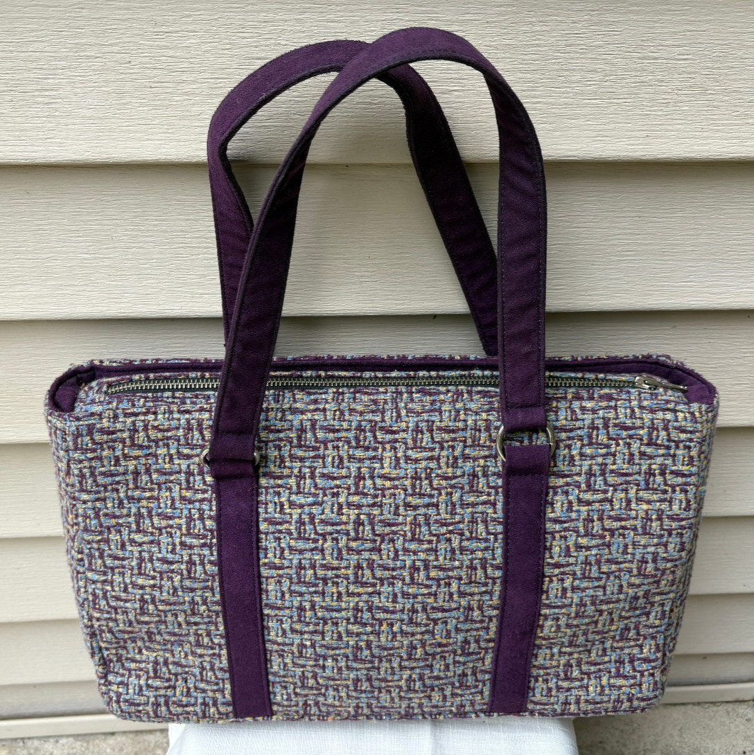 Vintage London Fog Purple Wool Tweed Computer Laptop Book Bag Shoulder Handbag