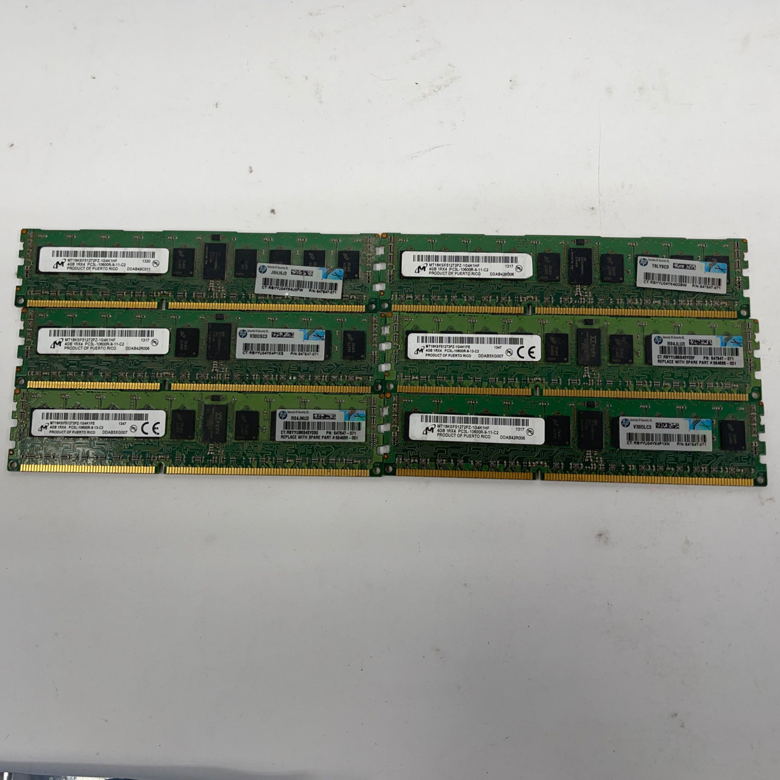 Micron 24GB (6x4GB) DDR3L 1333MHz PC3L-10600R ECC Reg Server RAM *READ*