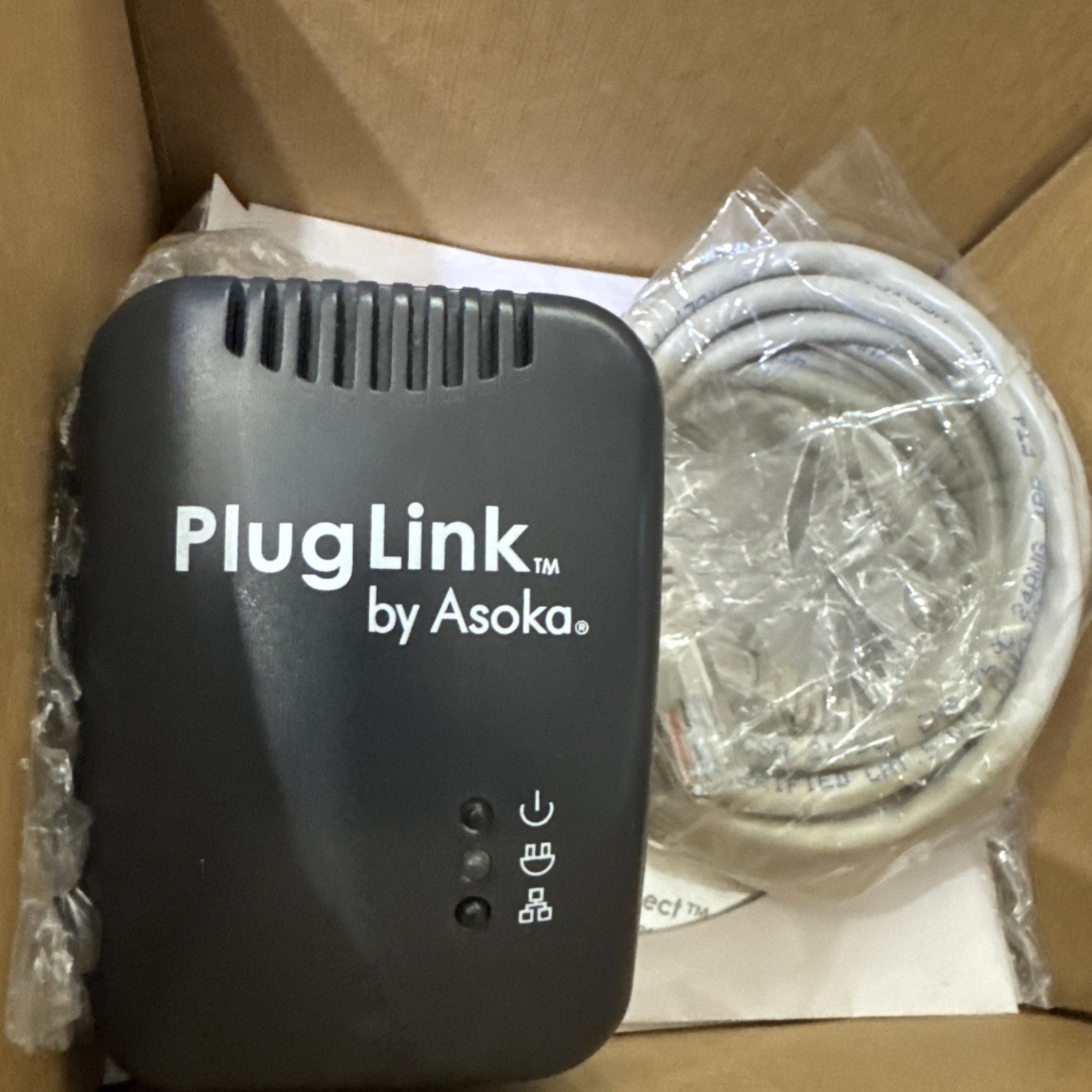 PlugLink by Asoka 9650 Ethernet Adapter Model # PL9650-ETH With CD And Ethernet