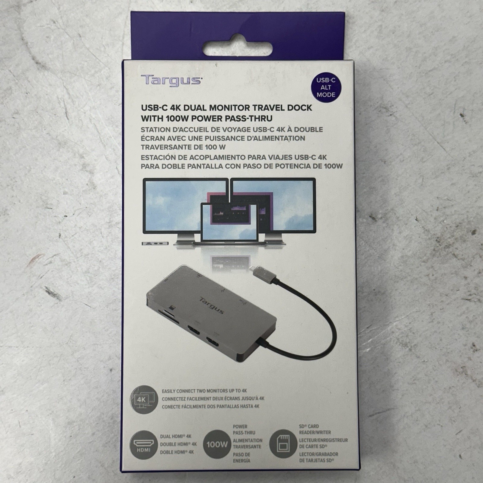 Tragus USBC 4K Dual Monitor Travel Dock w 100W Power Pass-Thru - New