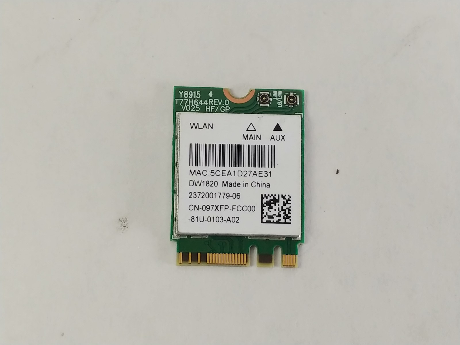 Dell Wireless 1820 97XFP 802.11ac M.2 Wireless Card + Bluetooth