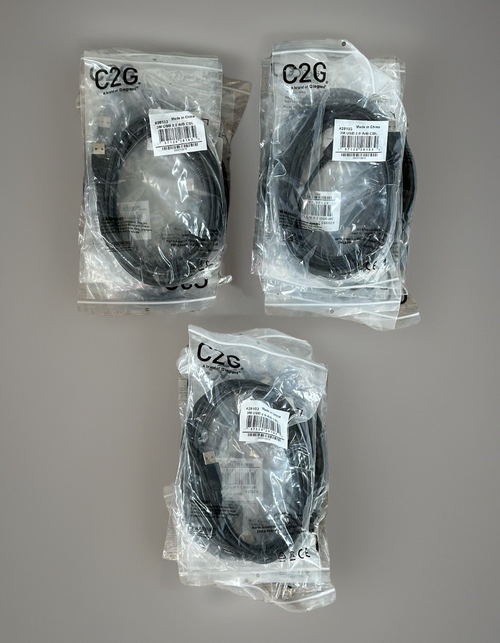 *Lot of 27* C2G USB Cables, USB 2.0 Cable, USB A to B Cable 9.84 Feet 3 Meters